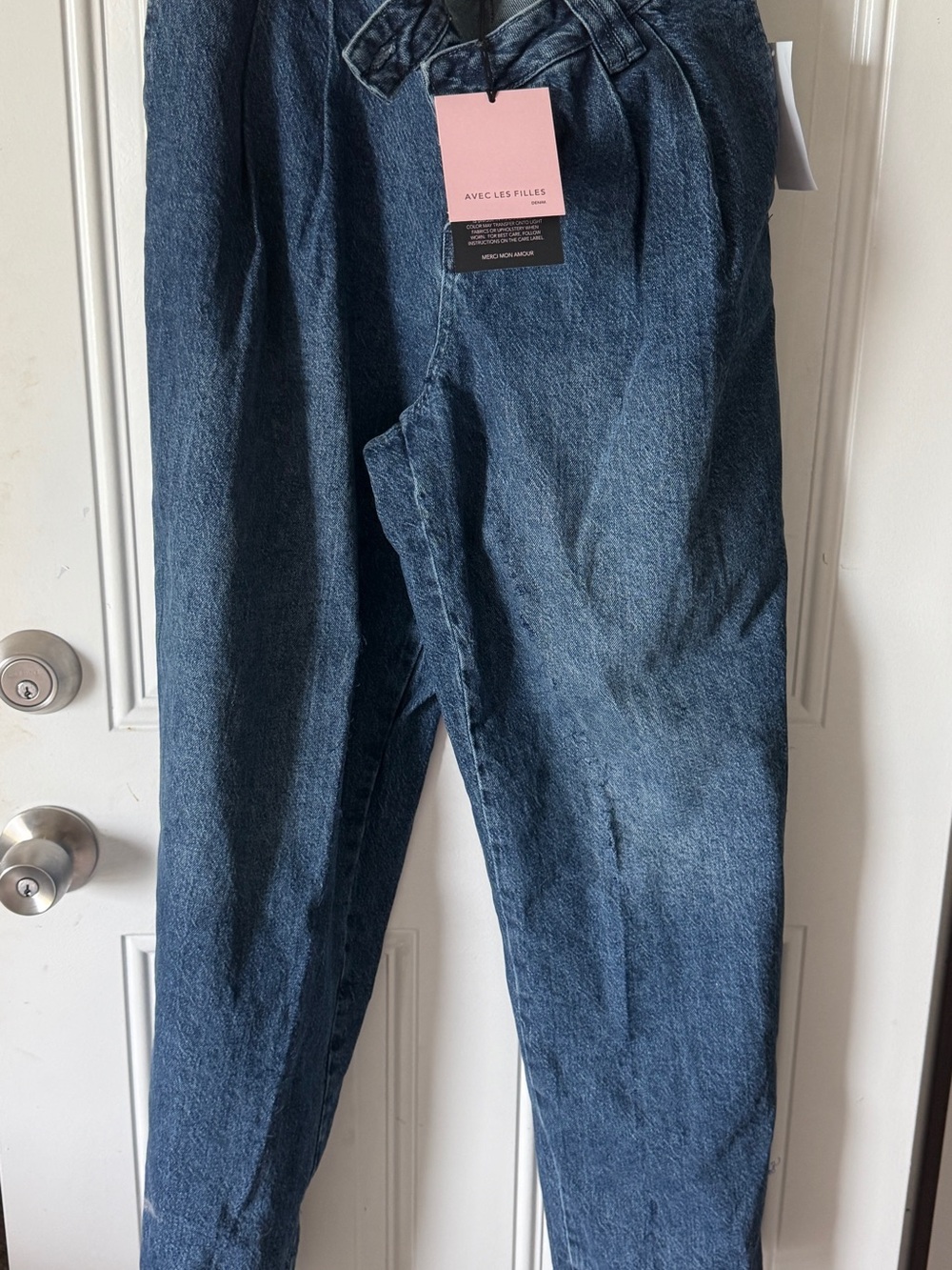 Avec Les Filles Medium Blue High-Rise Tapered Jeans